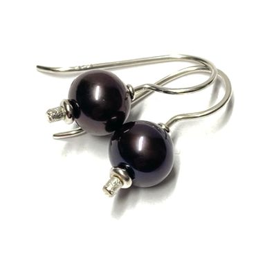 Ohrring 925/- Silber Süßwasserzuchtperle peacock 11mm Ohrhänger