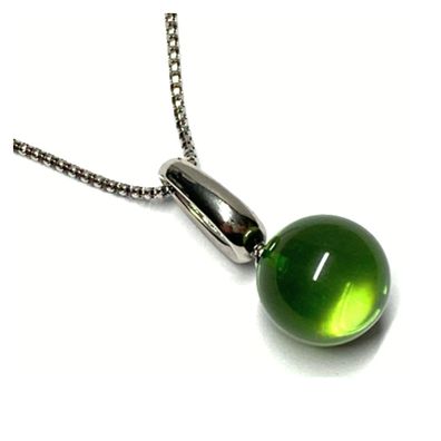 Silberanhänger 925/- rhodiniert karibischer Bernstein grün Kugel 14mm Kettenanhänger