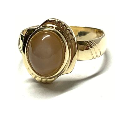 Ring 333/- Gold Mondstein orange Cabochon oval Schmuckring #62
