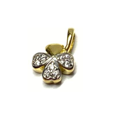 Kleeblatt Gold Anhänger 333/- GG Zirkonia poliert filigran Kettenanhänger