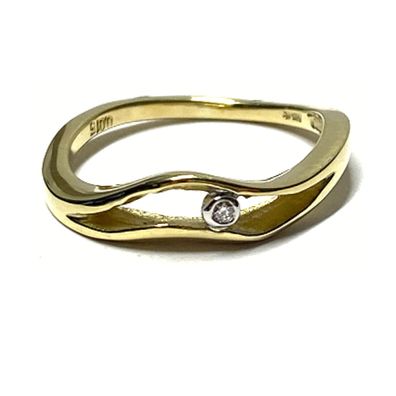 Ring 585/- Gold Brillant 0,015ct (w/si) Kordeloptik Verlobungsring Vorsteckring #54