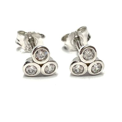 Ohrstecker 925 Silber rhodiniert Zirkonia einfarbig edel Ohrring