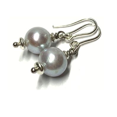 Ohrhänger Silber 925 Perle grau naturform Ohrring Perlenschmuck