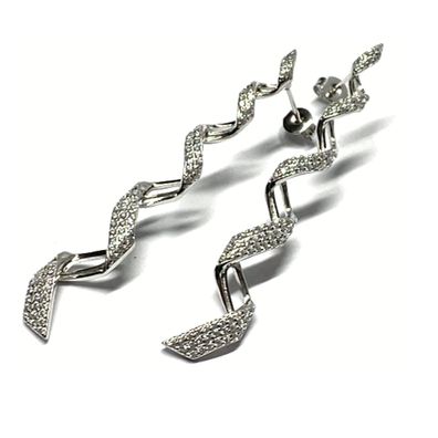 Ohrring 925 Silber rhodiniert Zirkonia Glanz Ohrstecker edel