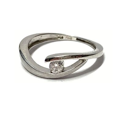 Ring 925/- Silber rhodiniert Zirkonia weiß Glanz Solitär Klassiker #44