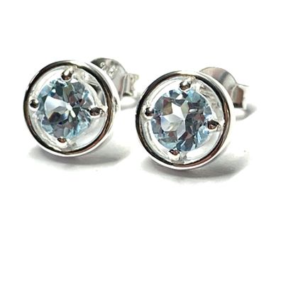 Ohrstecker 925- Silber Blautopas rund 5mm Ohrring