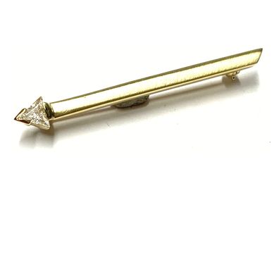 Brosche 375/- Gelbgold matt Zirkonia Dreieck geradlinig einfarbig