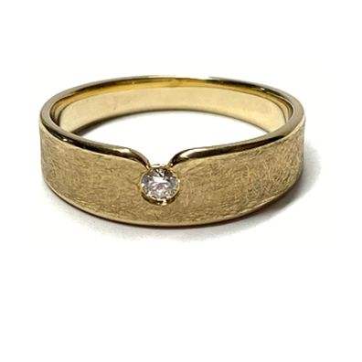 Ring 585/- Brillant 0,07ct w/si Verlobungsring Klassiker Solitär Goldring matt #55