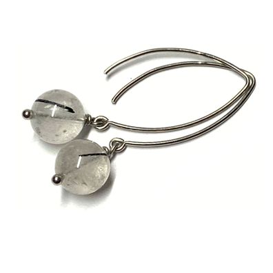 Ohrring 925 Silber Kugel Turmalinquarz 10,5mm Ohrhänger Unikatschmuck modern