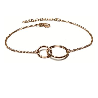 Armband 2 Ringe beweglich 925 Silber rotvergoldet zart Armkettchen 16-19cm