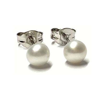 Perlohrstecker weiß 925 Silber 5,5 mm Klassiker Ohrring