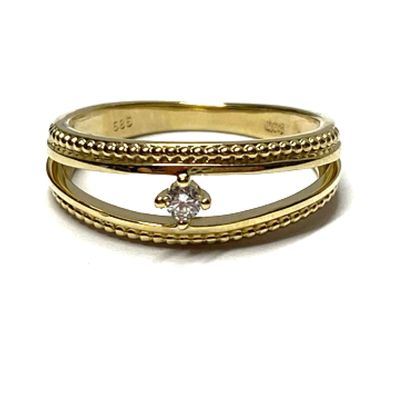 Ring 585/- Gold Brillant 0,06ct (w/si) Verlobungsring Vorsteckring #56