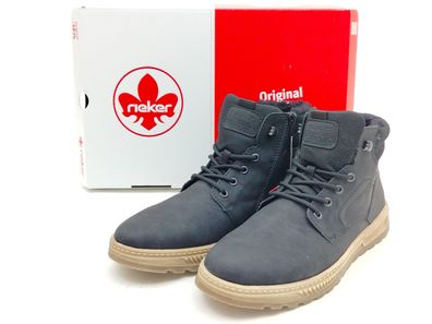 Rieker Herren Schnürboot schwarz mit seitlichem Reißverschluss