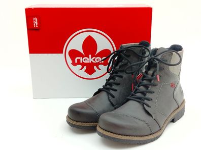 Rieker Damen Schnürstiefelette mit seitlichem Reißverschluss grau