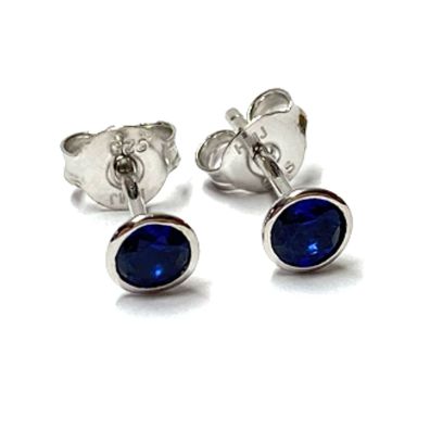 Ohrstecker 925/- Silber rhodiniert Zirkonia blau Klassiker Solitär 6 mm