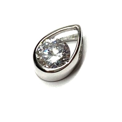 Solitär Anhänger 925/- Silber rhodiniert Zirkonia Kettengleiter Klassiker