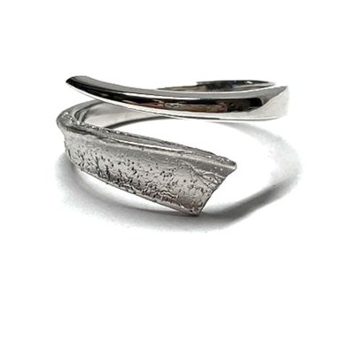 Silberring 925 offene Schiene teilweise matt diamantiert modern Bandring #60