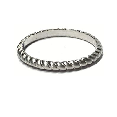 Ring 925/- Silber rhodiniert Klassiker Bandring Kordeloptik matt #54