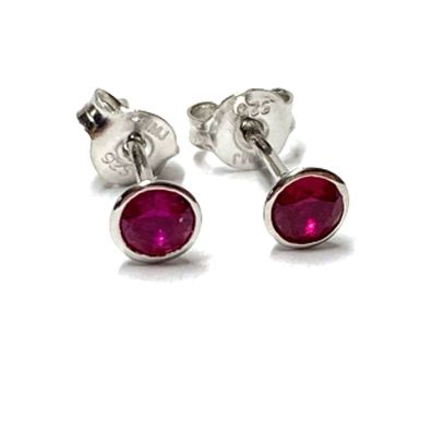 Ohrstecker 925/- Silber rhodiniert Zirkonia rot Klassiker Solitär 6 mm