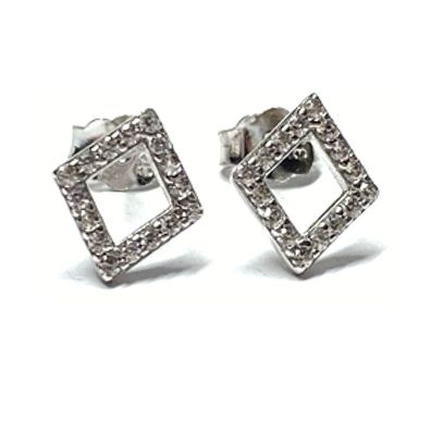 Ohrstecker 333/- Weißgold Zirkonia Raute Ohrring