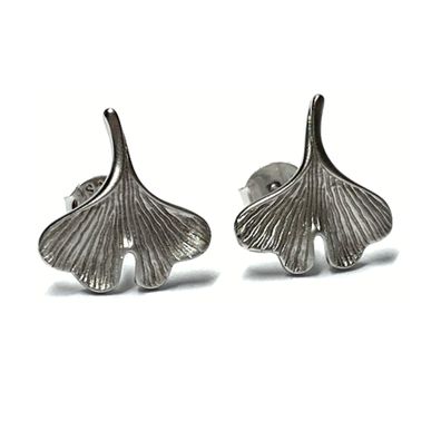 Gingko Ohrstecker 925 Silber rhodiniert matt Ohrring Symbol