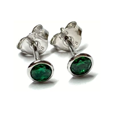 Ohrstecker 925/- Silber rhodiniert Zirkonia grün Klassiker Solitär 6 mm