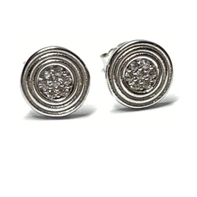 Ohrstecker 333/- Weißgold Zirkonia Struktur Ohrring 8mm