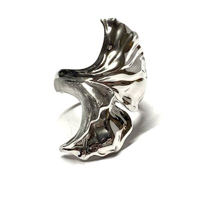 Silberring 925 rhodiniert Gingko Blatt floral Glanz Ring Schmuckring #56