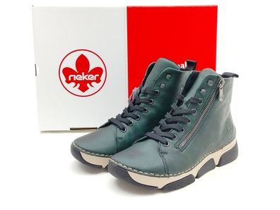 Rieker Damen warmer Knöchel Schnürschuh mit Reißverschluss grün