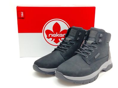 Rieker Herren Tex Schnürboot mit seitlichem Reißverschluss Lammwollfutter schwarz