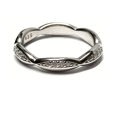 Ring 925/- Silber rhodiniert Zirkonia Bandring #51