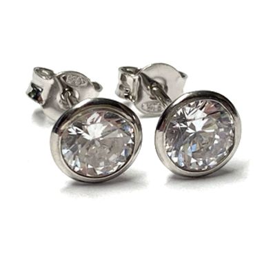 Ohrstecker 925/- Silber rhodiniert Zirkonia Klassiker Solitär 7mm