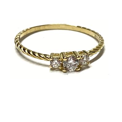 Goldring 333/- Gold Zirkonia rund facettiert zart schmal Schmuckring Ring #57