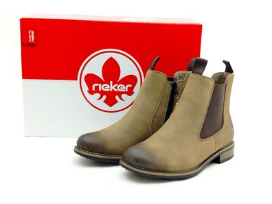 Rieker Damen Stiefelette Warmfutter mit Reißverschluss hellbraun