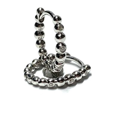 Ohrring 925/- Silber rhodiniert Zirkonia Kugeloptik Glanz Scharniercreole oval Creol