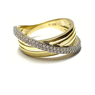 Schmuckring 333/- Gold Zirkonia Glanz Ring Goldring #58