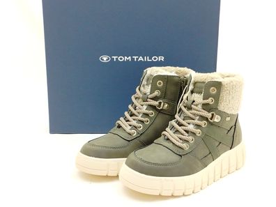 Tom Tailor Mädchen Boots khaki, Schnürung und Reißverschluss