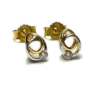 Ohrstecker 333 Gelbgold Gold bicolor Zirkonia Ohrring dezent