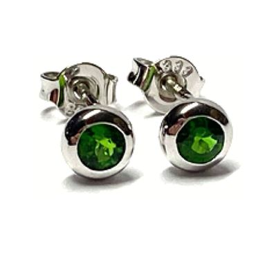 Ohrstecker 333/- Weißgold Chromdiopsid Klassiker Ohrring 5mm
