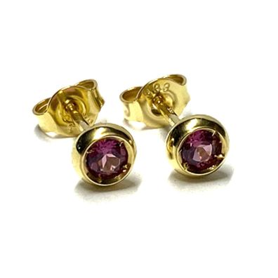 Ohrstecker 333/- Gold Rhodolith Klassiker Ohrring 5mm