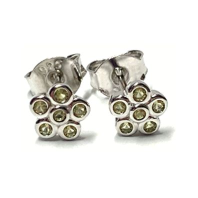 Ohrring 925 Silber rhodiniert Zirkonia hellgrün modern Blüte Ohrstecker