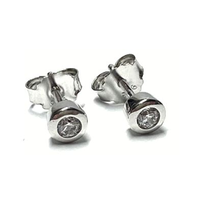 Ohrstecker 925/- Silber rhodiniert Zirkonia Klassiker Solitär 5mm