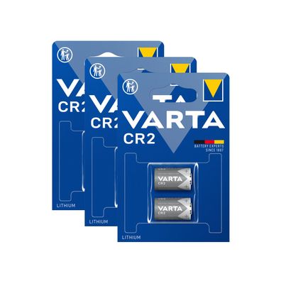 3x VARTA CR2 Lithium Batterien 3 Volt 920mAh ø 15,6x27mm 3V 6206 2er Blister