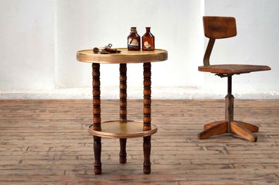 Rauchertisch Messing Antik Alt Vintage Rund Rauchtisch Gründerzeit Holz Loft