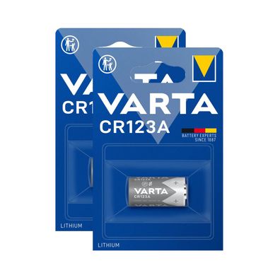 2x Varta CR123A CR17345 Photo Lithium Batterie 3V 6205 ø17x34,5mm Blister