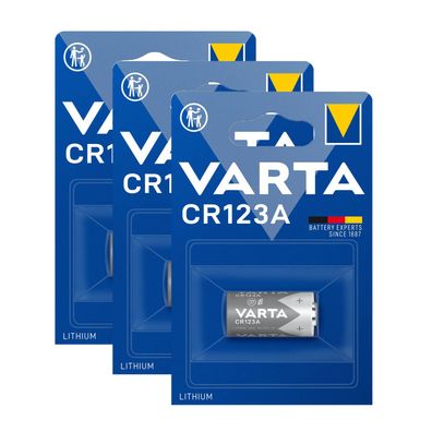 3x Varta CR123A CR17345 Photo Lithium Batterie 3V 6205 ø17x34,5mm Blister