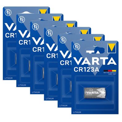 6x Varta CR123A CR17345 Photo Lithium Batterie 3V 6205 ø17x34,5mm Blister