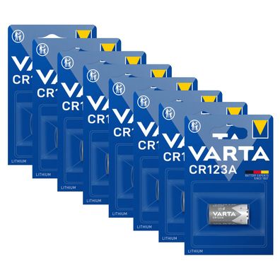 8x Varta CR123A CR17345 Photo Lithium Batterie 3V 6205 ø17x34,5mm Blister