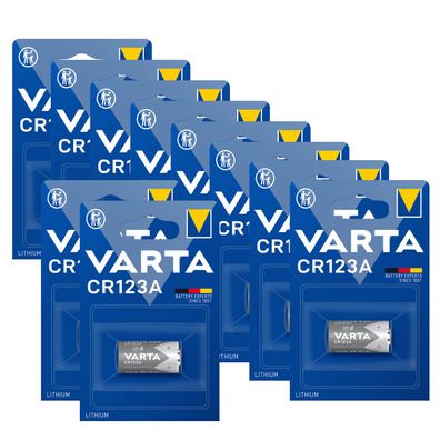 10x Varta CR123A CR17345 Photo Lithium Batterie 3V 6205 ø17x34,5mm Blister
