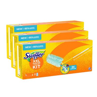 3x Swiffer Staubmagnet XXL Kit Staubbesen Staubtuch - 1 Griff + 2 Tücher
